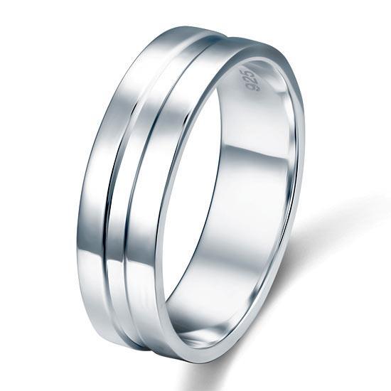 High Polished Plain Men&#39;s Solid Sterling 925 Silver Wedding Band Ring MJXFR8058