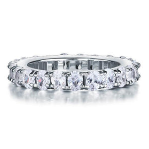 Oval Cut Eternity Solid Sterling 925 Silver Created Zirconia Ring MJXFR8059