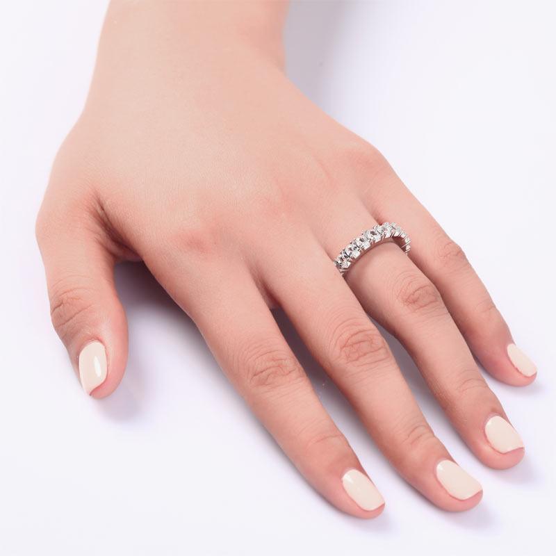 Oval Cut Eternity Solid Sterling 925 Silver Created Zirconia Ring MJXFR8059