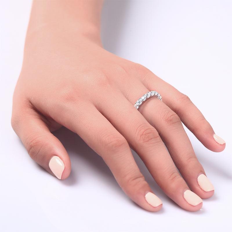 Solid 925 Sterling Silver Wedding Band Eternity Stacking Ring Jewelry Round Cut MXFR8061