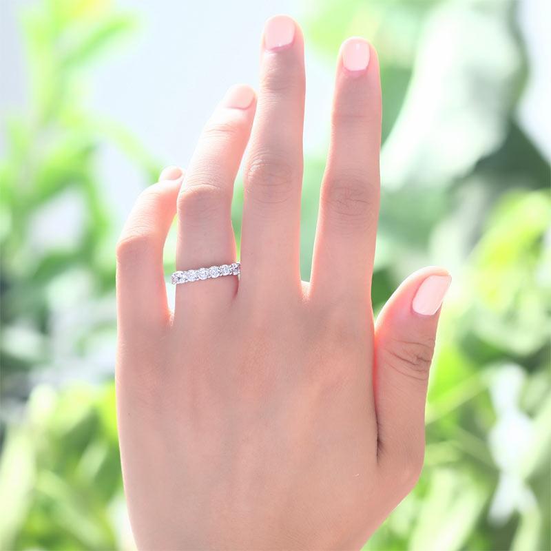 Solid 925 Sterling Silver Wedding Band Eternity Stacking Ring Jewelry Round Cut MXFR8061
