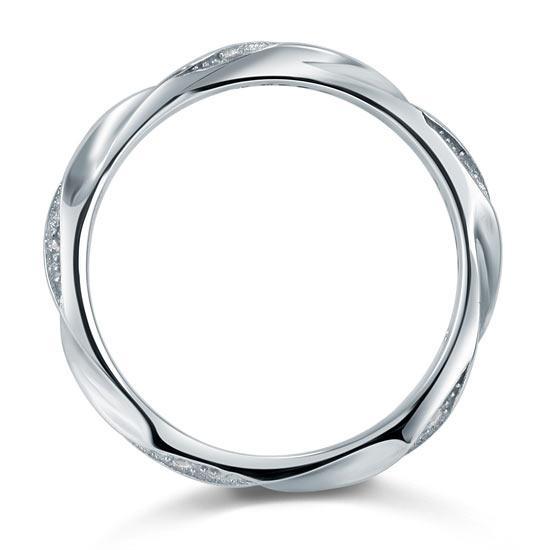 Created Zirconia Solid Sterling 925 Silver Twist Ring MJXFR8064