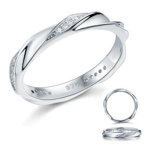 Created Zirconia Solid Sterling 925 Silver Twist Ring MJXFR8064