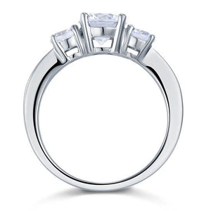 3 Stone Created Zirconia Solid Sterling 925 Silver Ring MJXFR8065