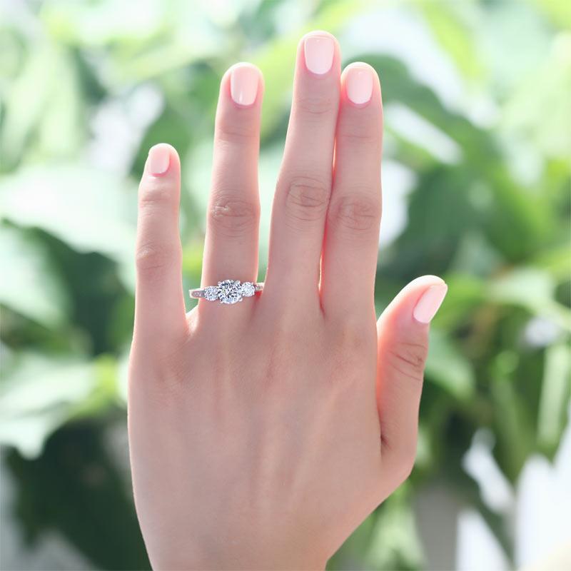 3 Stone Created Zirconia Solid Sterling 925 Silver Ring MJXFR8065