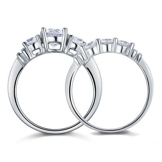 Created Zirconia 2-Pc Solid Sterling 925 Silver Ring Set MJXFR8066