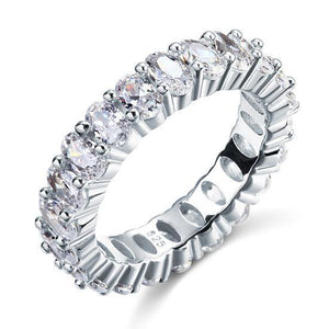 Oval Cut Eternity Solid Sterling 925 Silver Wedding Ring Band Jewelry MXFR8069