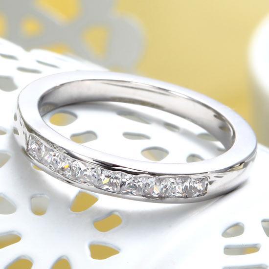 Channel Set Princess Cut Solid Sterling 925 Silver Ring MJXFR8071