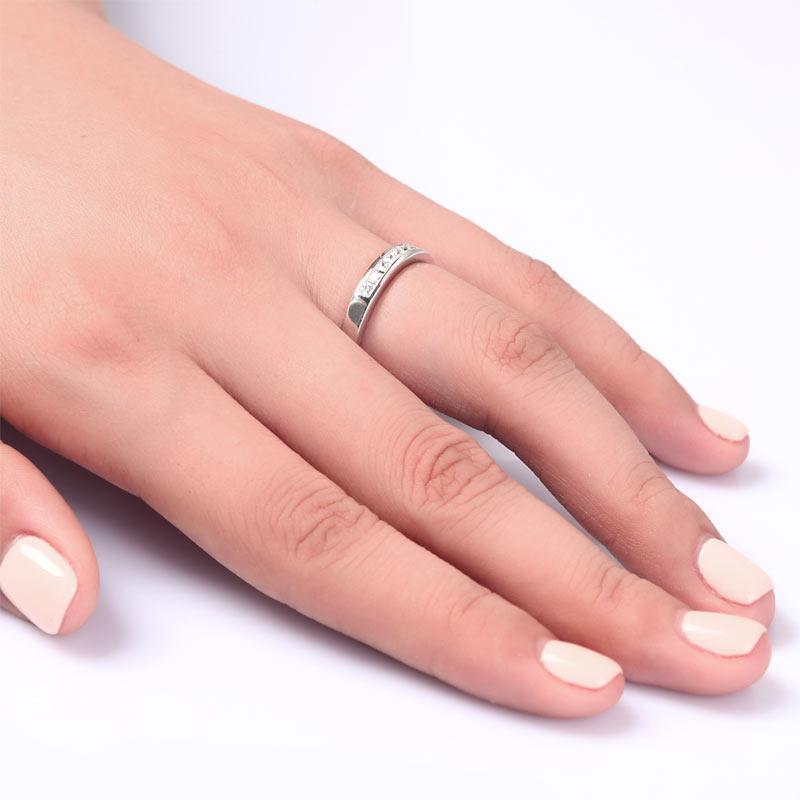 Channel Set Princess Cut Solid Sterling 925 Silver Ring MJXFR8071