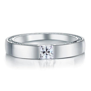 Princess Cut Created Zirconia Solid Sterling 925 Silver Ring MJXFR8074