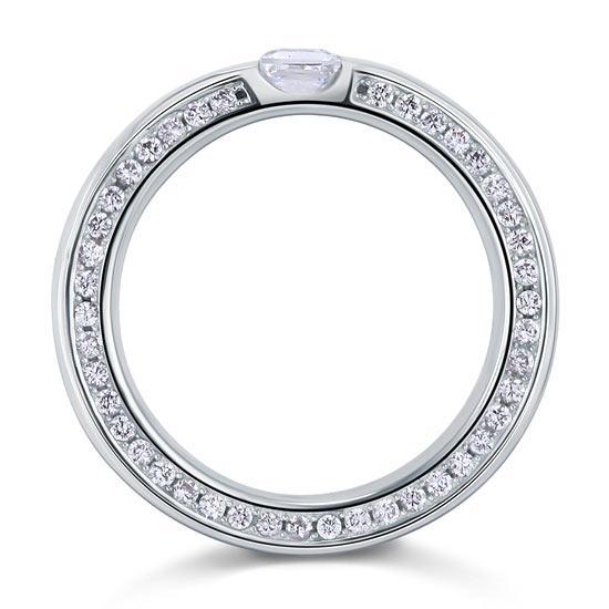 Princess Cut Created Zirconia Solid Sterling 925 Silver Ring MJXFR8074