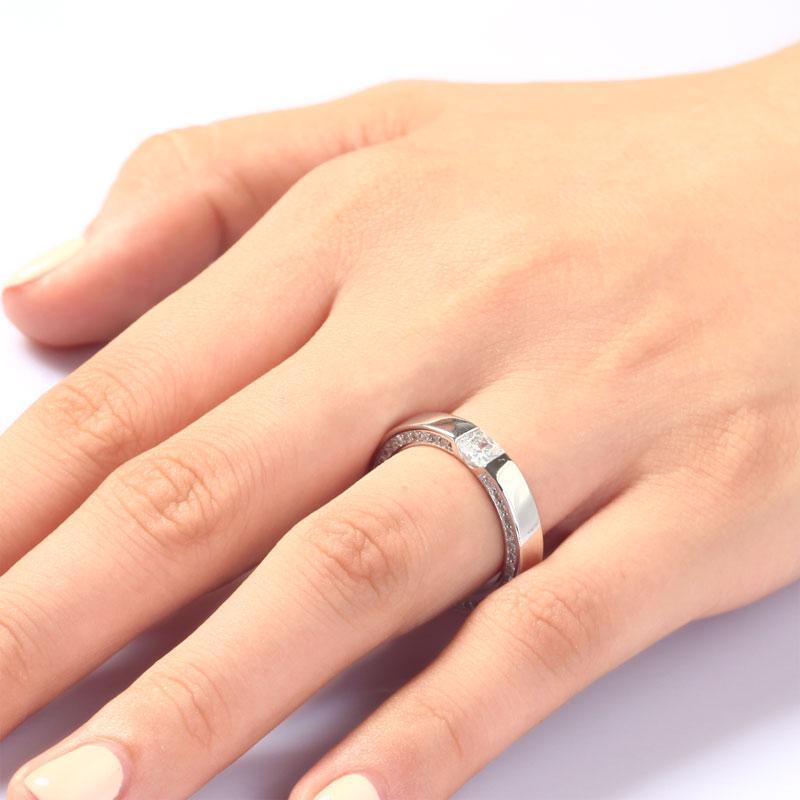 Princess Cut Created Zirconia Solid Sterling 925 Silver Ring MJXFR8074