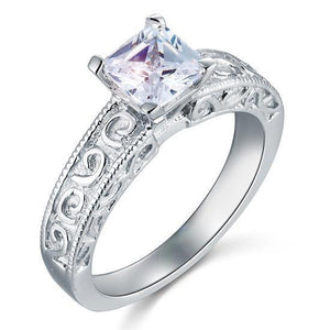 Vintage Style 1 Carat Created Zirconia Solid 925 Sterling Silver Wedding Engagement Ring MJXFR8076