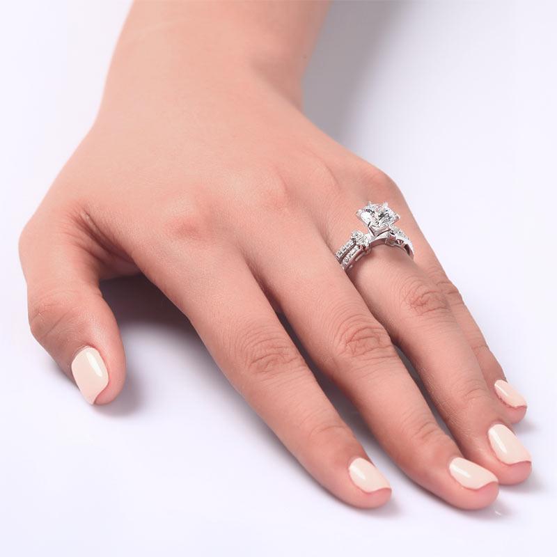 2 Carat Created Zirconia Solid 925 Sterling Silver Wedding Engagement Ring MJXFR8078