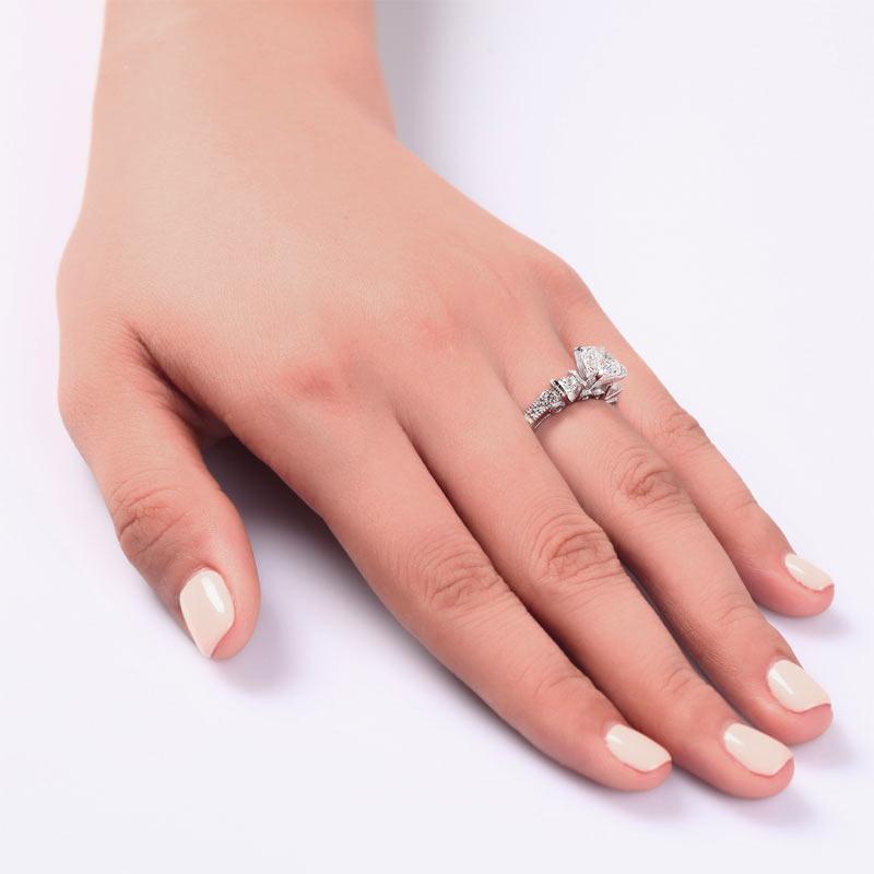 Vintage Style 1.25 Carat Created Zirconia Solid 925 Sterling Silver Wedding Engagement Ring MJXFR8079