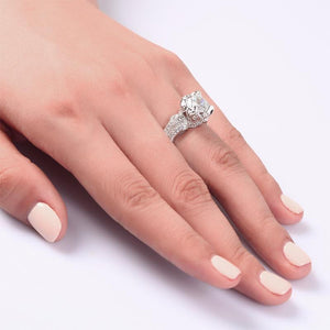 Vintage Victorian Style 2 Carat Created Zirconia Solid 925 Sterling Silver Wedding Engagement Ring MJXFR8088