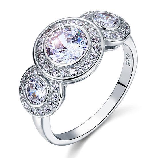Art Deco 2.5 Carat Created Zirconia Solid 925 Sterling Silver Wedding Engagement Ring MJXFR8089