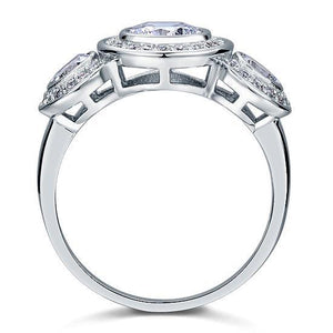 Art Deco 2.5 Carat Created Zirconia Solid 925 Sterling Silver Wedding Engagement Ring MJXFR8089