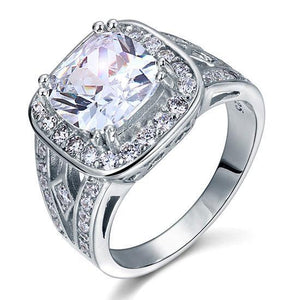 Art Deco Vintage Style 4 Carat Cushion Created Zirconia Solid 925 Sterling Silver Wedding Engagement Ring MJXFR8091