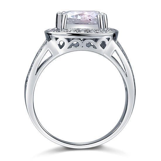 Art Deco Vintage Style 4 Carat Cushion Created Zirconia Solid 925 Sterling Silver Wedding Engagement Ring MJXFR8091