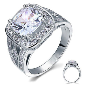 Art Deco Vintage Style 4 Carat Cushion Created Zirconia Solid 925 Sterling Silver Wedding Engagement Ring MJXFR8091