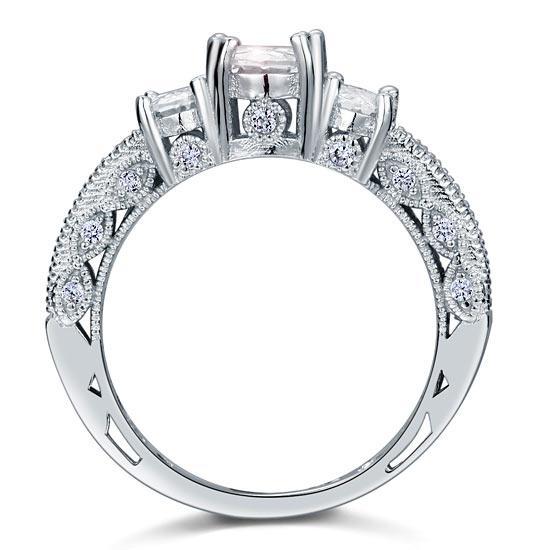 Vintage Style 2 Carat Created Zirconia Solid 925 Sterling Silver Wedding Engagement Ring MJXFR8093