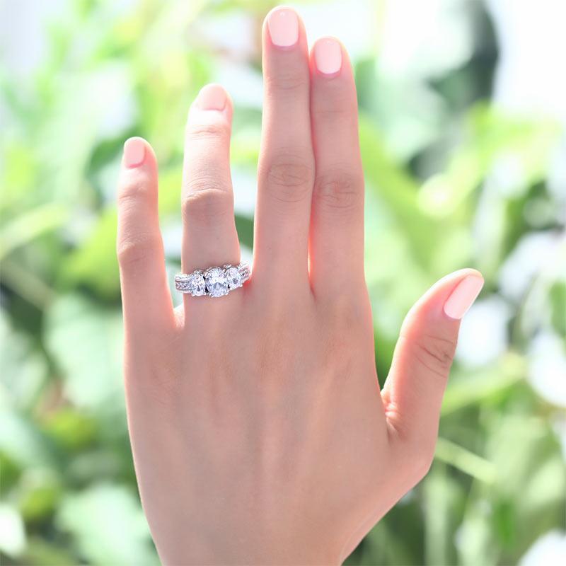 Vintage Style 2 Carat Created Zirconia Solid 925 Sterling Silver Wedding Engagement Ring MJXFR8093