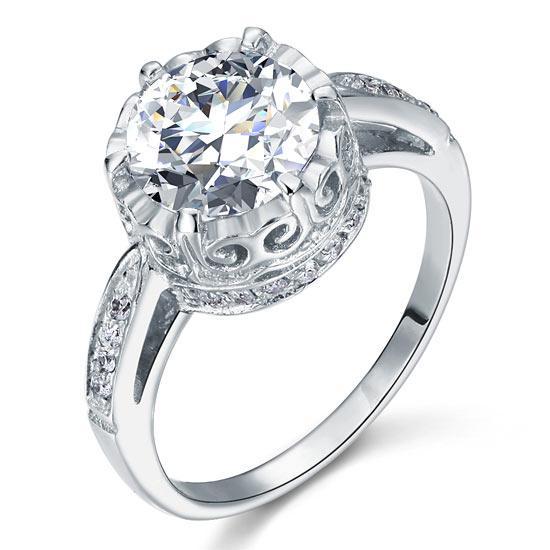 Vintage Style 2.5 Ct Solid 925 Sterling Silver Wedding Engagement Ring Jewelry MXFR8094