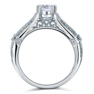 Vintage Style 1 Carat Created Zirconia Solid 925 Sterling Silver Bridal Wedding Engagement Ring Jewelry MXFR8109