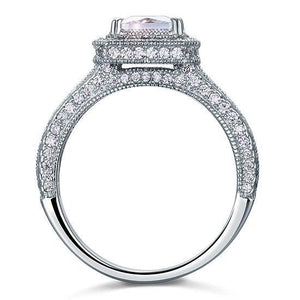 Vintage Style 1.5 Carat Created Zirconia Solid 925 Sterling Silver Bridal Wedding Engagement Ring  MXFR8111