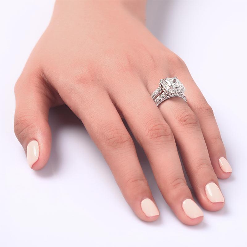 Vintage Style 1.5 Carat Created Zirconia Solid 925 Sterling Silver Bridal Wedding Engagement Ring  MXFR8111
