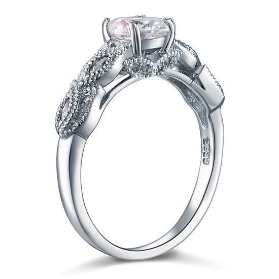 Vintage Style 1 Ct Solid 925 Sterling Silver Bridal Wedding Engagement Ring MXFR8112