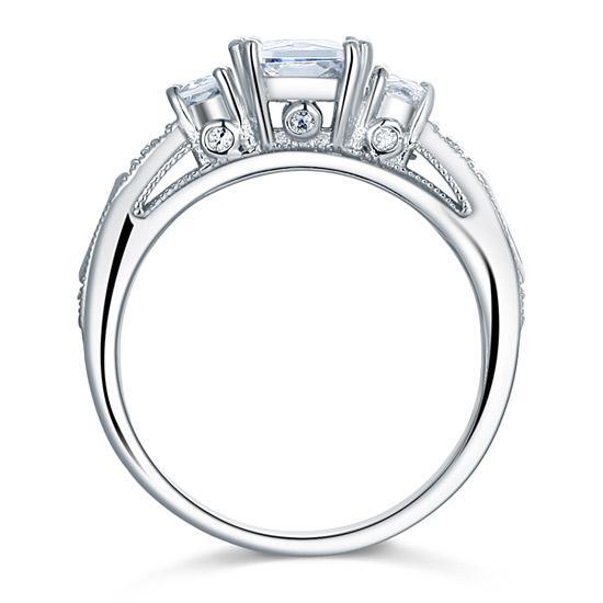 Created Zirconia 925 Sterling Silver Ring Vintage Style MXFR8114