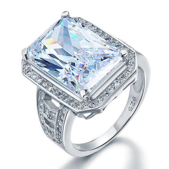 Radiant Cut Created Zirconia 925 Sterling Silver Ring MXFR8116