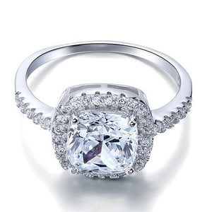 Solid 925 Sterling Silver Bridal Wedding Anniversary Engagement Ring 3 Carat Cushion Cut MXFR8138