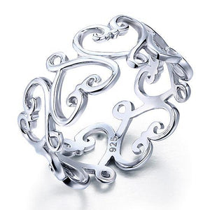 925 Sterling Silver Heart Ring Band Wedding Band Jewelry MXFR8139