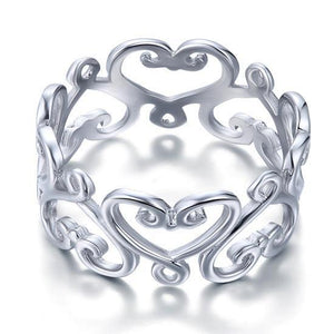 925 Sterling Silver Heart Ring Band Wedding Band Jewelry MXFR8139