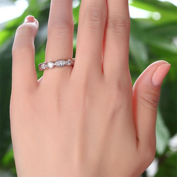 Marquise Solid 925 Sterling Silver Ring Eternity Band Wedding Jewelry MXFR8140