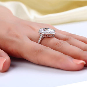 Solid 925 Sterling Silver Luxury Engagement Ring 6 Ct Cushion Created Diamante Jewelry MXFR8149