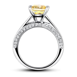 1.5 Carat Princess Cut Yellow Canary Created Zirconia 925 Sterling Silver Wedding Engagement Ring MXFR8194