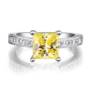 1.5 Carat Princess Cut Yellow Canary Created Zirconia 925 Sterling Silver Wedding Engagement Ring MXFR8194