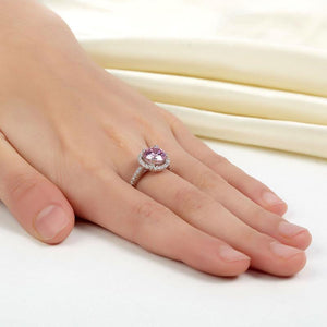 925 Sterling Silver Wedding Engagement Halo Ring 2 Carat Fancy Pink Created Zirconia MXFR8201