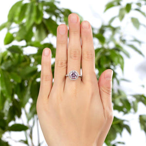 925 Sterling Silver Wedding Engagement Halo Ring 2 Carat Fancy Pink Created Zirconia MXFR8201