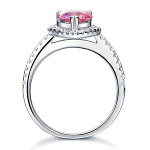 Sterling 925 Silver Wedding Engagement Ring Pear Fancy Pink Created Zirconia Jewelry MXFR8203