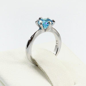 Newborn Baby 925 Sterling Silver Ring Blue Created Zirconia Photo Prop MXFR8207