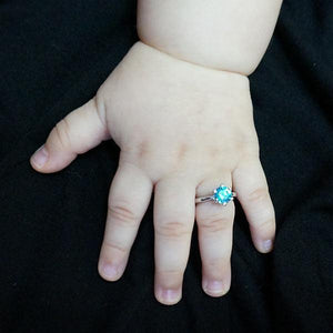 Newborn Baby 925 Sterling Silver Ring Blue Created Zirconia Photo Prop MXFR8207