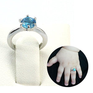 Newborn Baby 925 Sterling Silver Ring Blue Created Zirconia Photo Prop MXFR8207