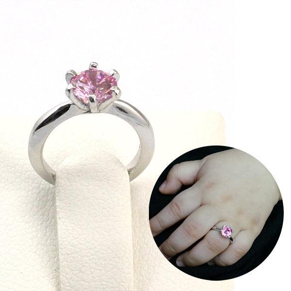 Newborn Baby 925 Sterling Silver Ring Pink Created Zirconia Photo Prop MXFR8208