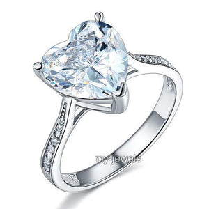 925 Sterling Silver Bridal Engagement Ring 3.5 Carat Heart Created Zirconia Jewelry MXFR8215