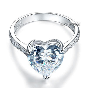 925 Sterling Silver Bridal Engagement Ring 3.5 Carat Heart Created Zirconia Jewelry MXFR8215